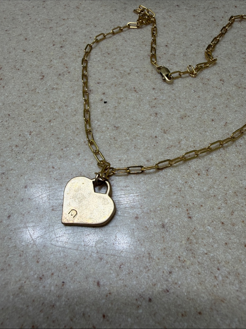 Gold Heart Padlock Necklace with Paperclip Chain - Women MOMOSA HANDCRAFTED
